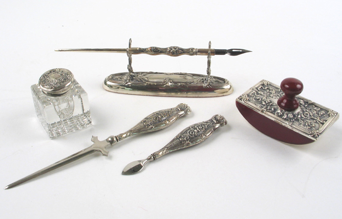 Appraisal: AN AMERICAN SIX PIECE MINIATURE STERLING SILVER DESK SET all