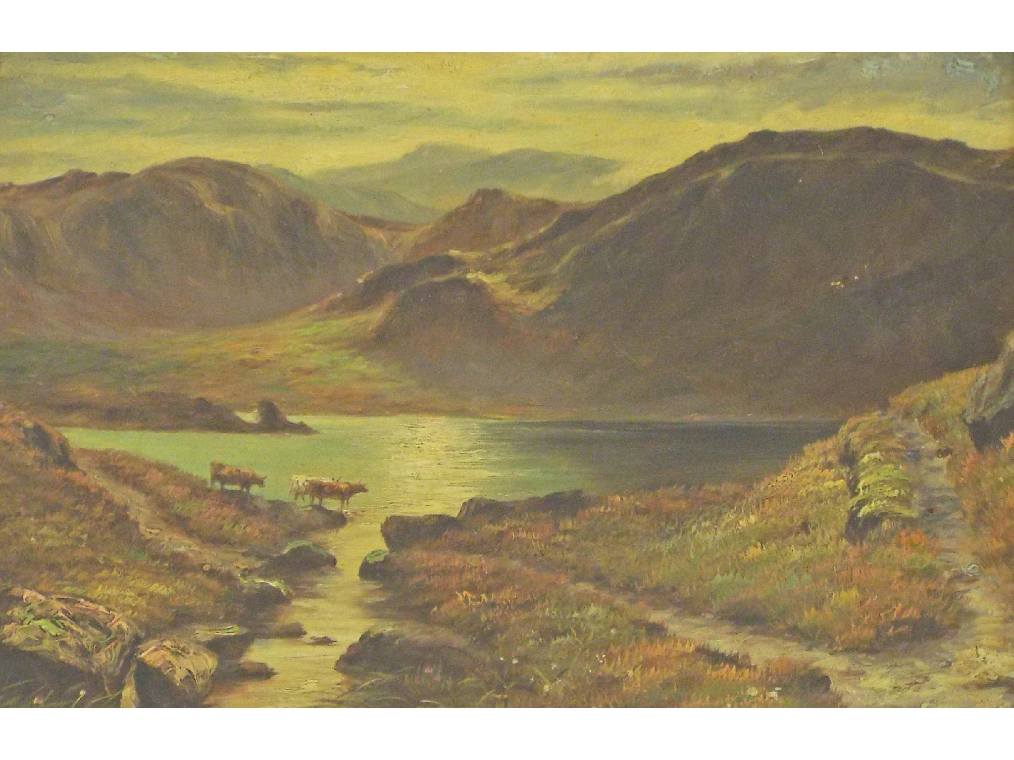 Appraisal: Early th Century School - Mountainous landscape with cattle beside