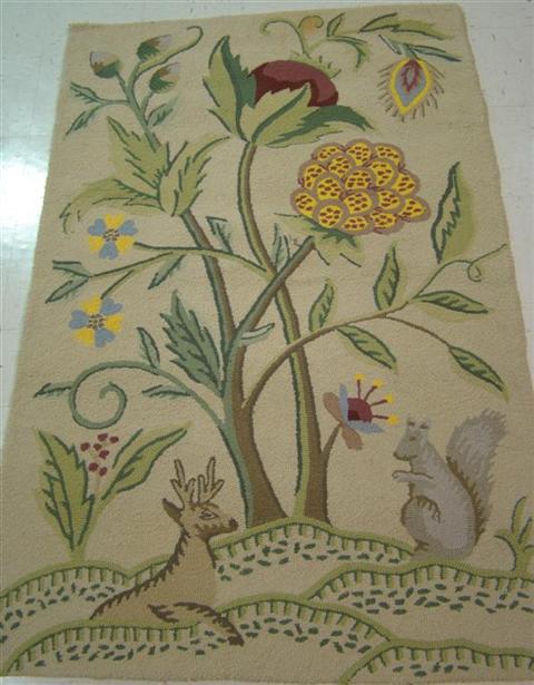 Appraisal: TREE OF LIFE HOOKED RUG x INCHES