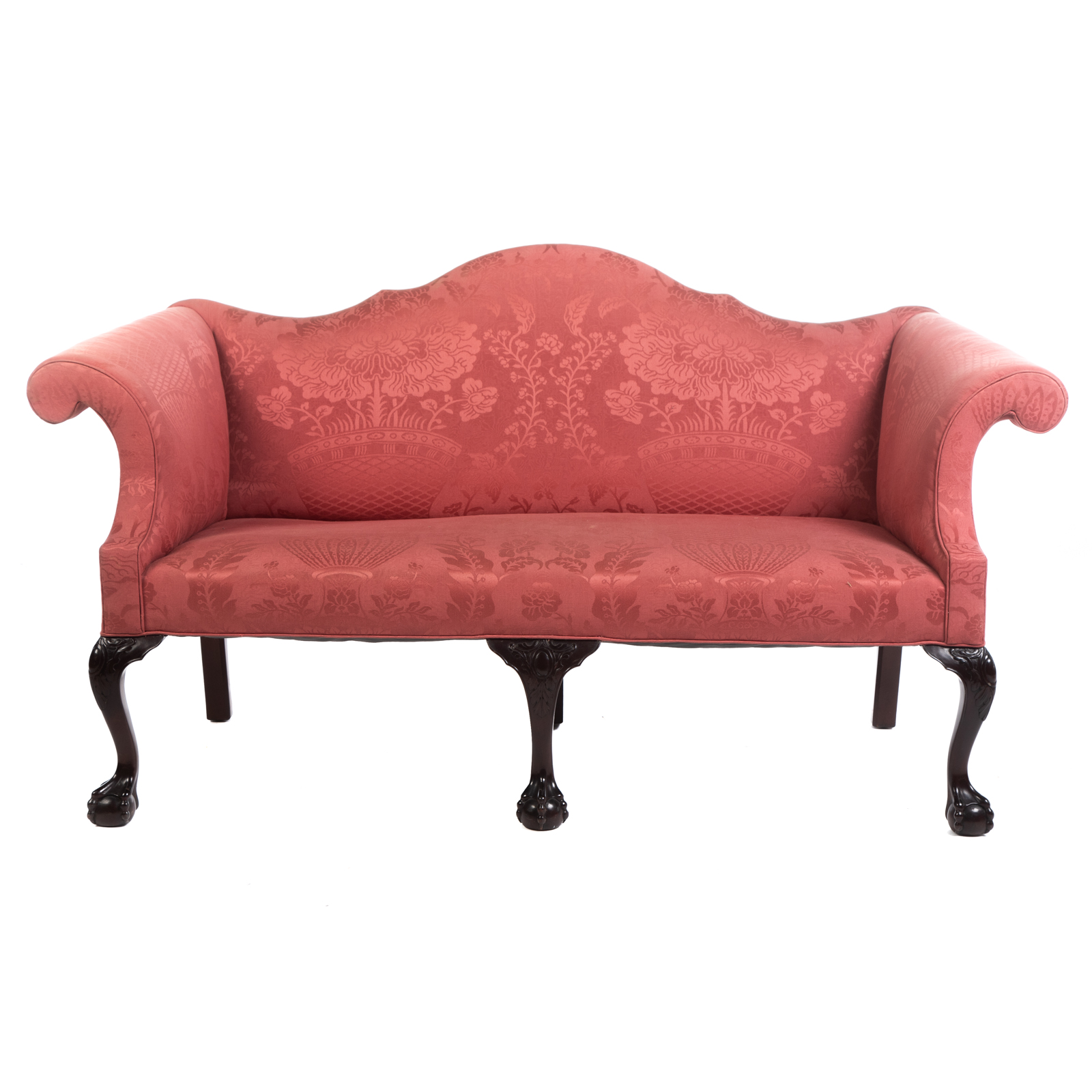 Appraisal: GEORGE II STYLE CARVED MAHOGANY UPHOLSTERED SOFA Late th early