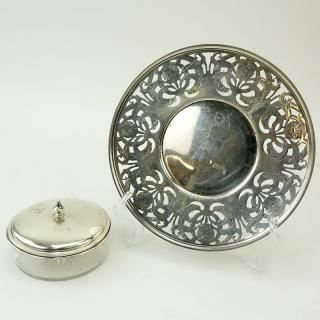 Appraisal: Vintage Sterling Silver and Serving Dish with Crystal Insert Vintage