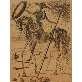 Appraisal: Salvidor Dali Don Quixote Etching with authentication verso Signed within