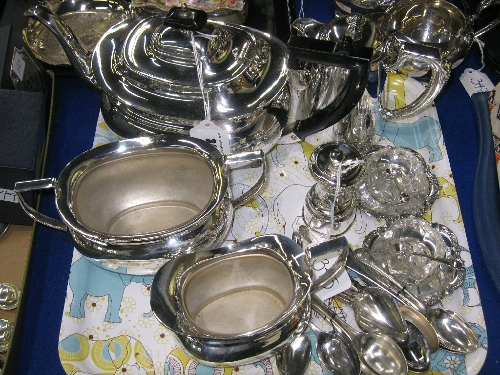 Appraisal: Tray lot - silver pepper mill tea service salts etc