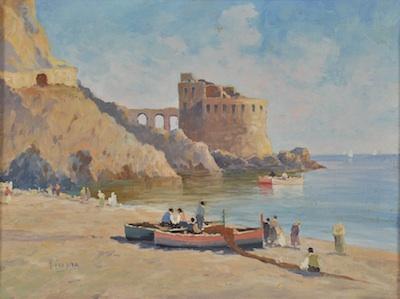 Appraisal: V Ciappa Italian th Century Mediterranean beach Oil on canvas