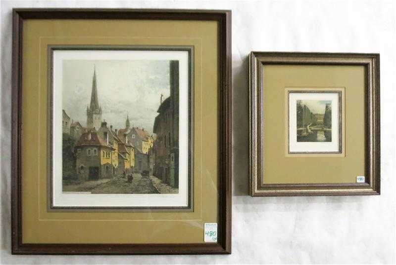 Appraisal: JOSEF EIDENBERGER TWO ETCHINGS AND AQUATINTS Austria - Village scene