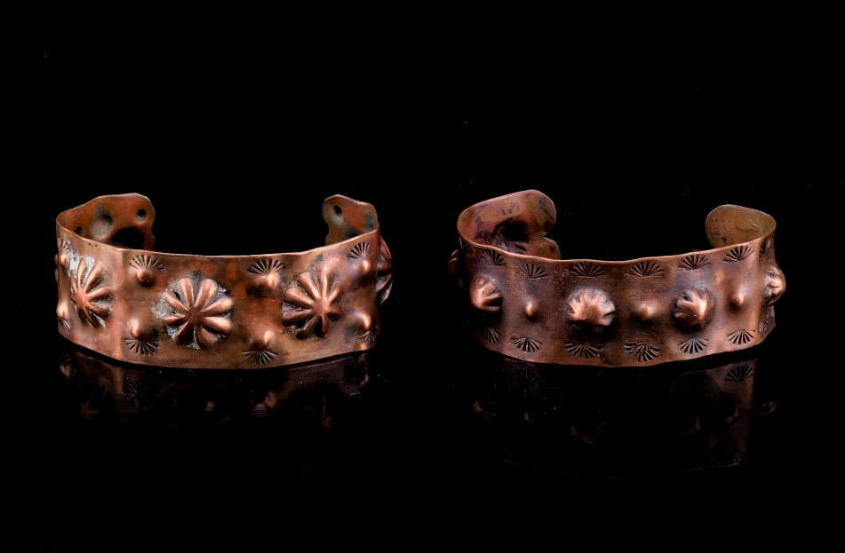 Appraisal: Navajo Fred Harvey Era Pressed Copper Bracelets Featured in this