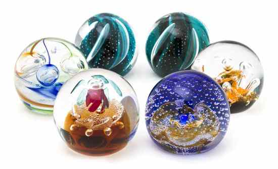 Appraisal: Six Caithness Glass Paperweights including two Steelblue examples Parade Seadance