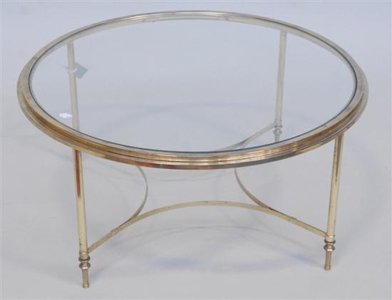 Appraisal: A ROUND GLASS TOP BRASS LOWTABLE H D