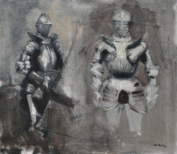 Appraisal: DOBBS John Barnes American - Study of Knights Armor OIL