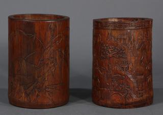 Appraisal: Two Chinese Bamboo Brush Pots lot of Chinese bamboo brush