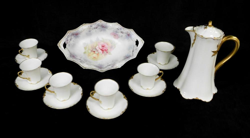 Appraisal: CHINA Haviland Limoges chocolate set and a R S Prussia