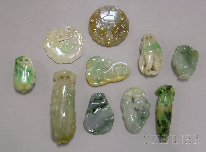 Appraisal: Ten Carved Jade Pendants and Other Items of various forms