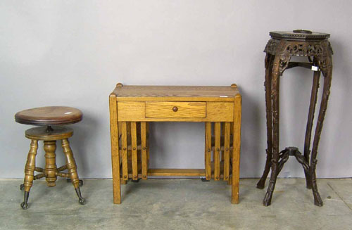 Appraisal: Chinese marble top stand h together with a Victorian stool