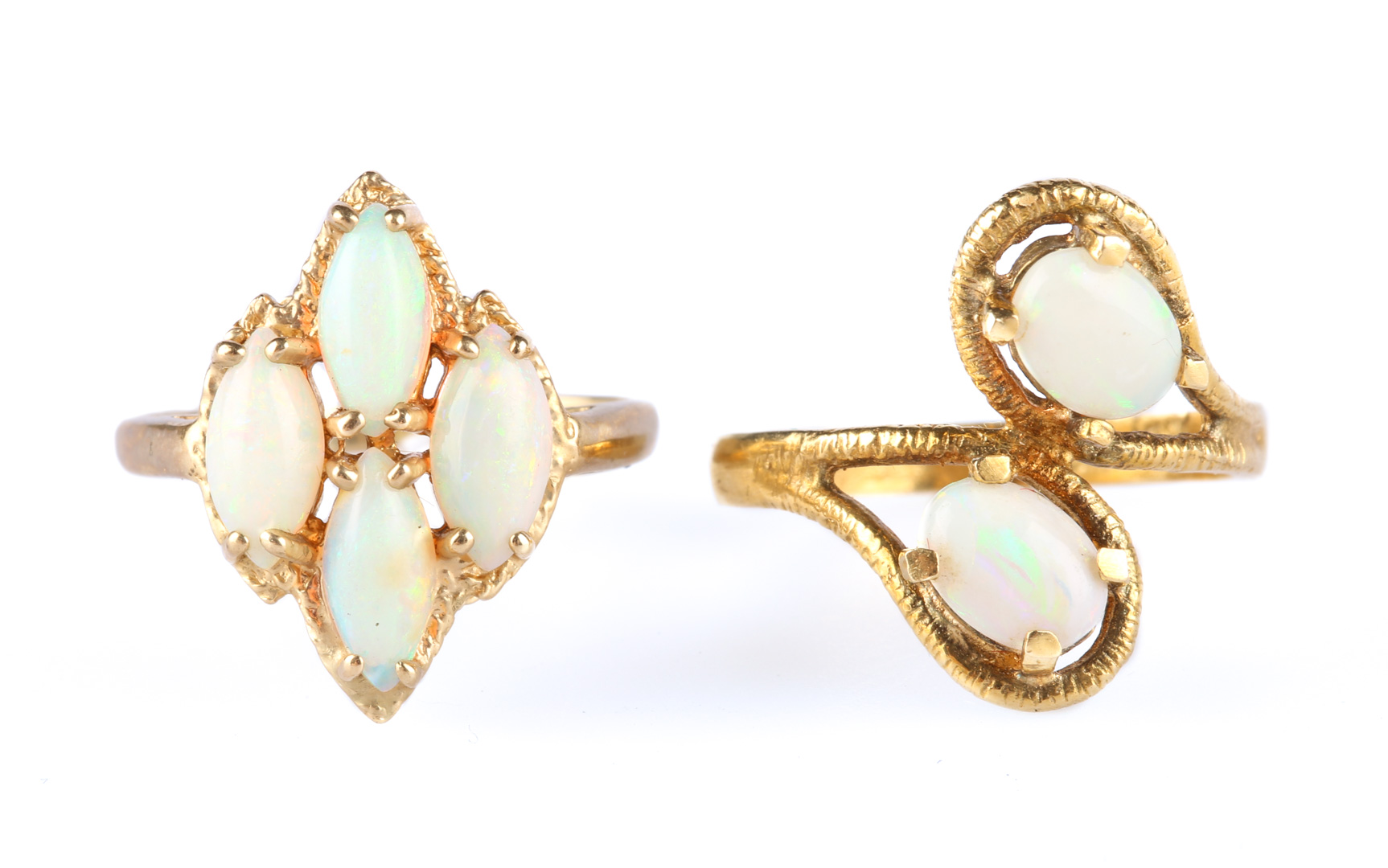 Appraisal: Two Opal Rings in Gold K crossover opal ring size