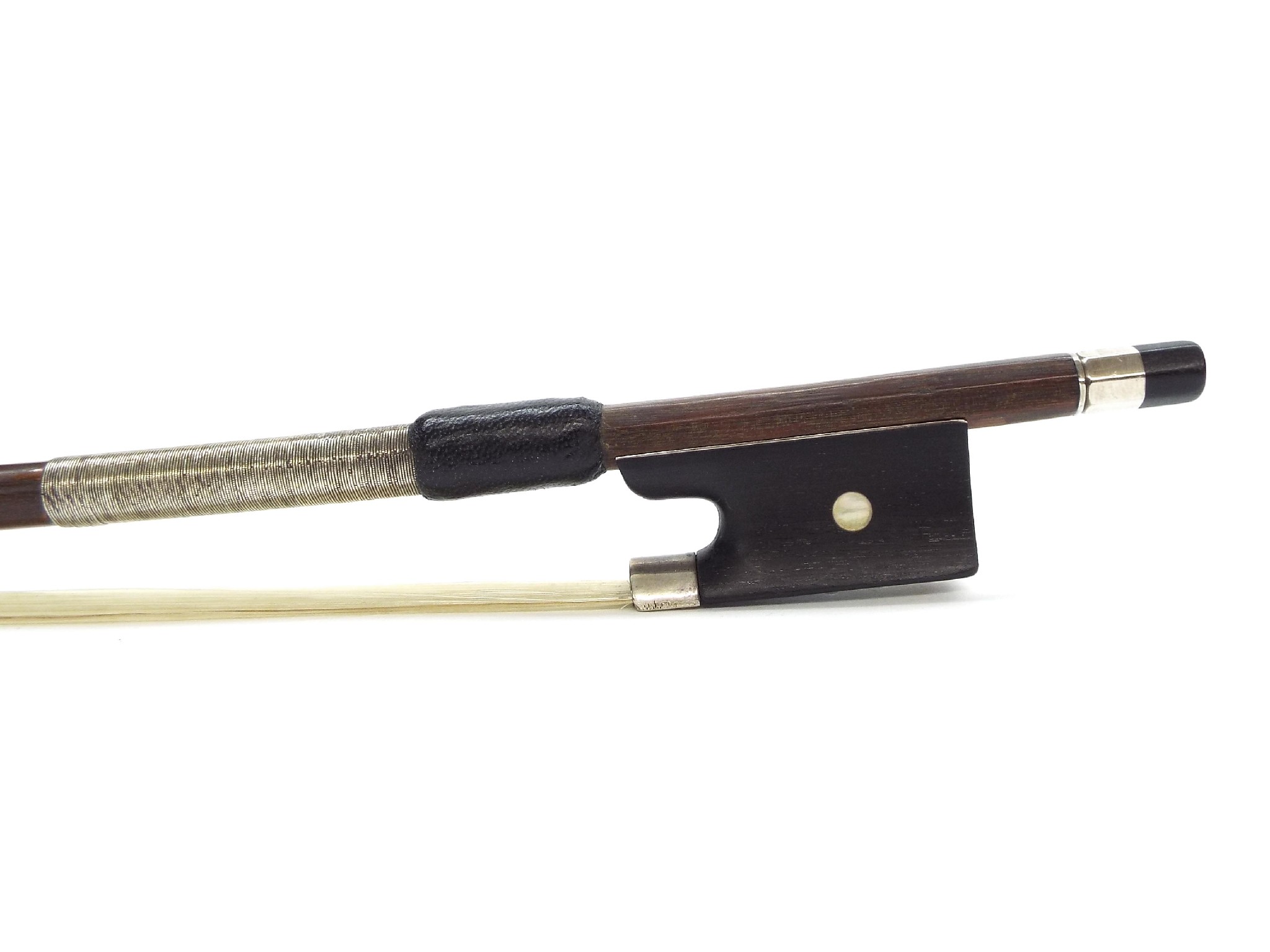 Appraisal: Good French silver mounted violin bow possibly by Morizot Pere