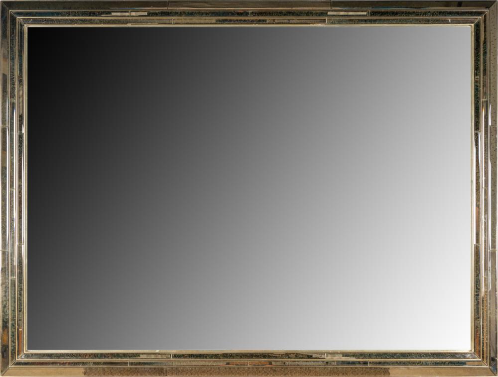 Appraisal: LARGE CONTEMPORARY GLASS-FRAMED WALL MIRRORthe flat mirror plate within a