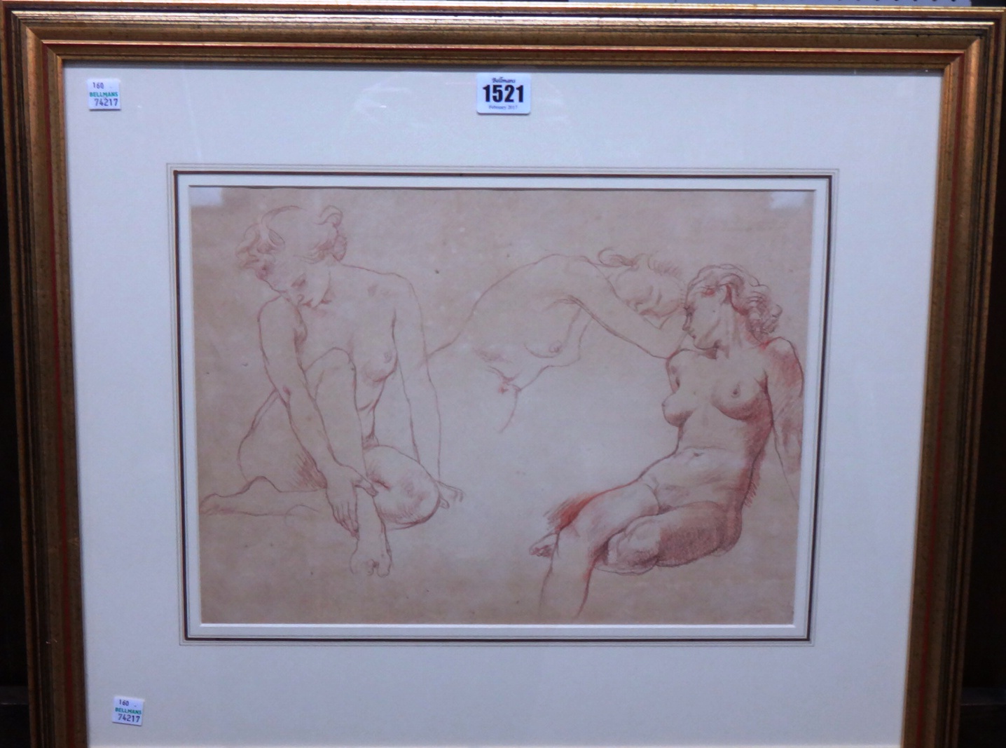 Appraisal: Randolph Schwabe - Nude studies sanguine chalk cm x cm