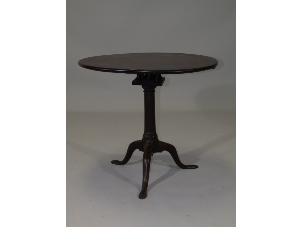 Appraisal: George III Tilt Top Tea Table mahogany circular flat hinged