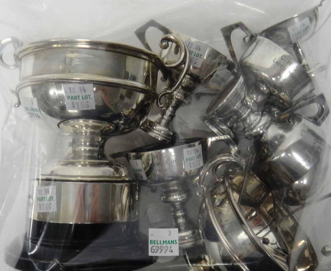 Appraisal: A silver twin handled trophy cup presentation inscribed Birmingham with