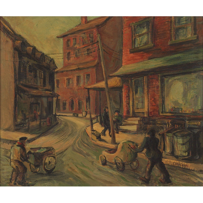 Appraisal: Joseph Casalane American th century Street Cleaners c oil on