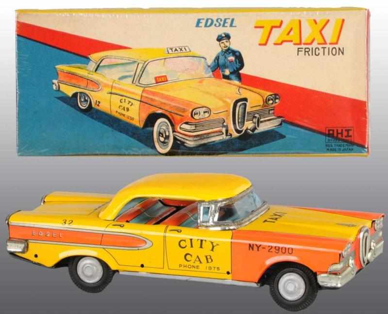 Appraisal: Tin Edsel City Cab Friction Toy Description Japanese Working Made