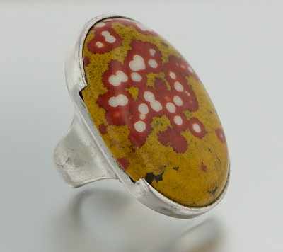 Appraisal: A Very Large Poppy Jasper and Sterling Silver Ring Signed