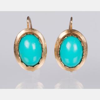 Appraisal: A Pair of kt Yellow Gold and Turquoise Earrings Each