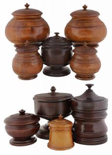 Appraisal: Nine Treenware Jars and Humidors English and American th and