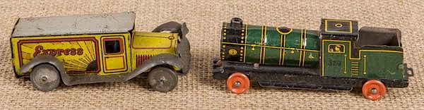 Appraisal: Tin penny toy train engine made in Western Germa Tin