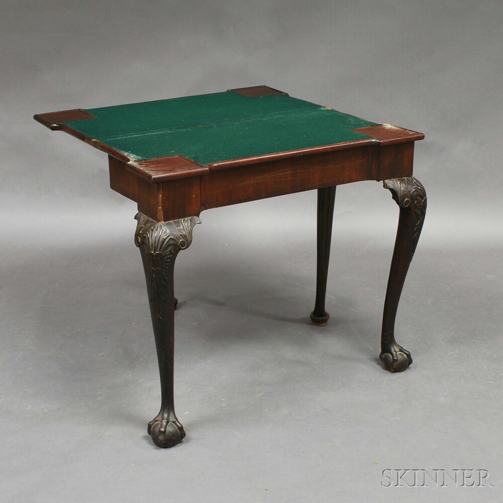 Appraisal: Georgian Carved Mahogany and Mahogany Veneer Card Table England th