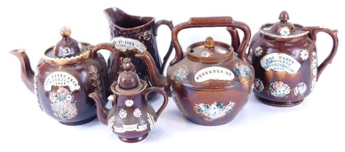 Appraisal: A group of Victorian and later pottery barge wares comprising