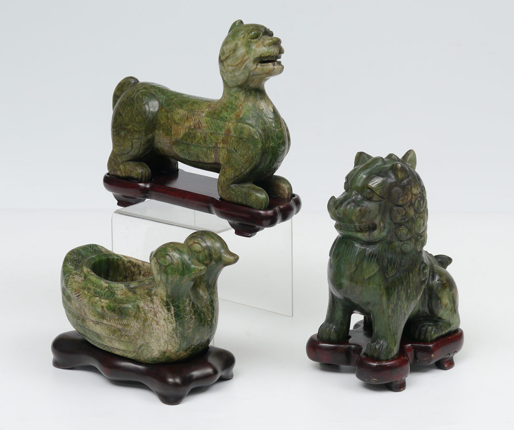 Appraisal: PIECE CARVED HARD STONE ORIENTAL ANIMALS pieces to include Figural