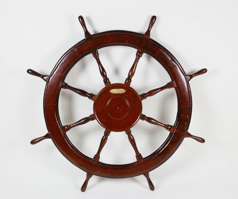 Appraisal: Mahogany Ship's Wheel Purportedly Removed from the Charles W Morgan