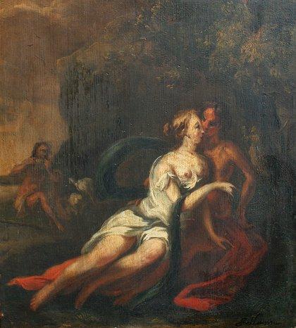 Appraisal: EARLY ROMANTIC SCENE OLD MASTER STYLE OIL PANEL '' x