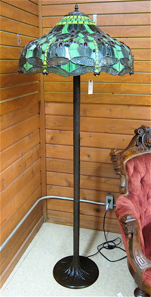 Appraisal: TIFFANY INSPIRED FLOOR LAMP having a dragonfly leaded and jewelry