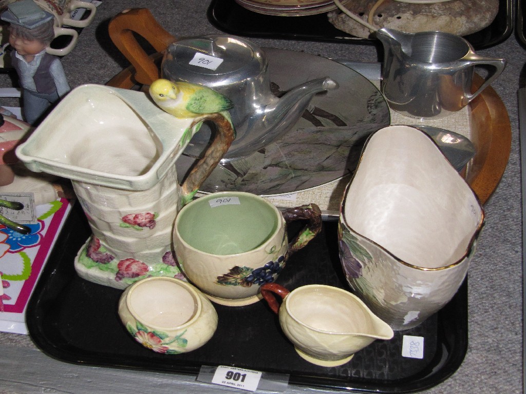 Appraisal: Picquot ware teaset on tray and various ceramics including Doulton