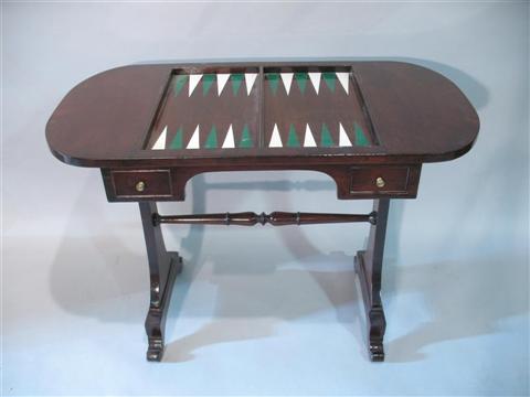 Appraisal: REGENCY STYLE ROSEWOOD BACKGAMMON TABLE Early mid- th century the