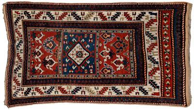 Appraisal: Borchalos Kazak rug central panel with three rectangular inner panels