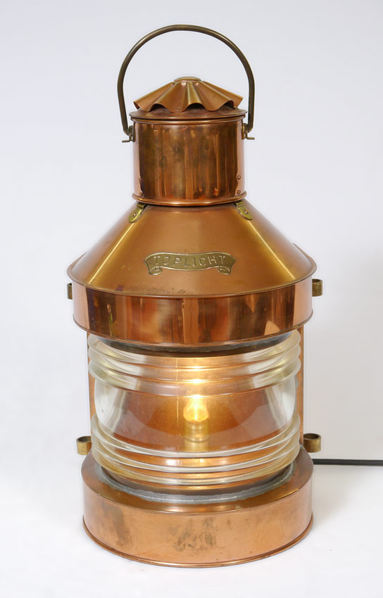 Appraisal: TOP LIGHT BRASS SHIPS LANTERN Marked Top Light electrified ''