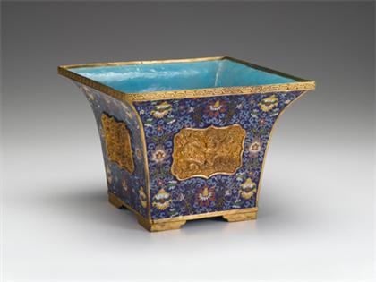 Appraisal: Chinese cloisonne enamel and gilt-metal jardiniere qing dynasty Of tapering