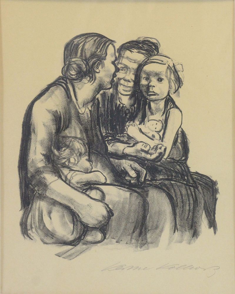 Appraisal: KOLLWITZ Kathe Lithograph Zwei Schwatzende Frauen mit Zwei Kinder Pencil