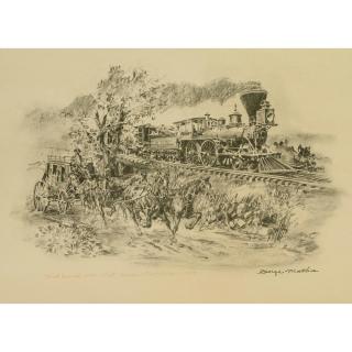 Appraisal: Unframed drawing by George Mathis - First Railroad in the