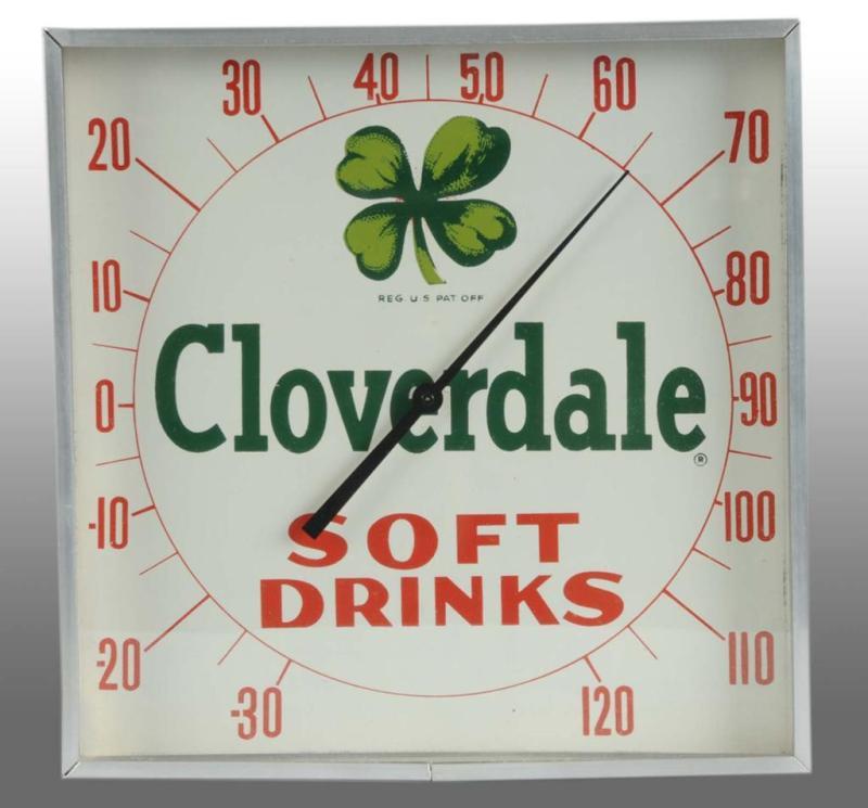 Appraisal: Cloverdale Soft Drinks Square Thermometer Description Depicts four leaf clover