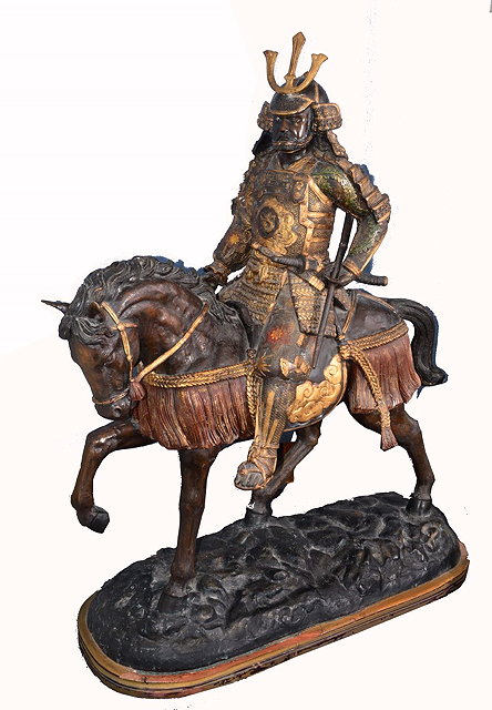 Appraisal: A JAPNESE LARGE BRONZE CASTING of a Samurai warrior on