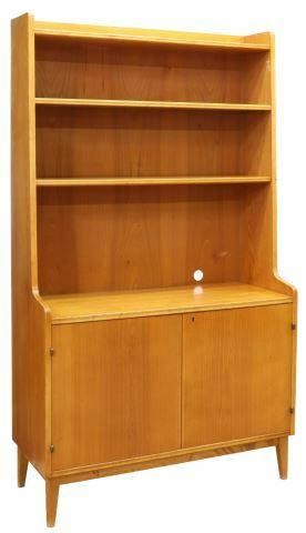 Appraisal: Danish mid-century modern teak bookcase cabinet c s fitted with