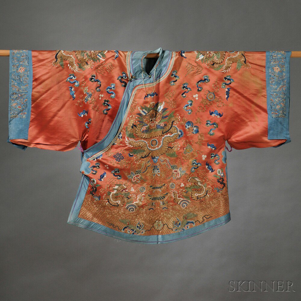 Appraisal: Han-style Wedding Robe China th th century embroidered with dragons