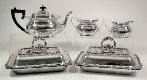 Appraisal: A pair of plated rectangular entree dishes with gadroon and