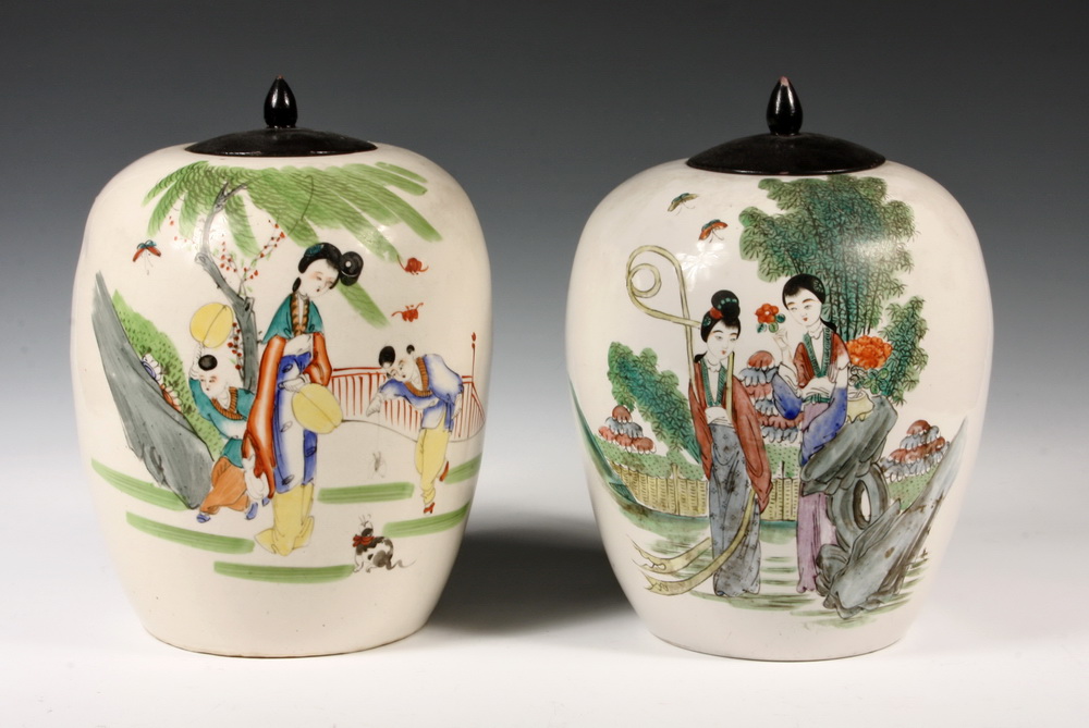 Appraisal: CHINESE GINGER JARS - Mid th c Porcelain Jars decorated