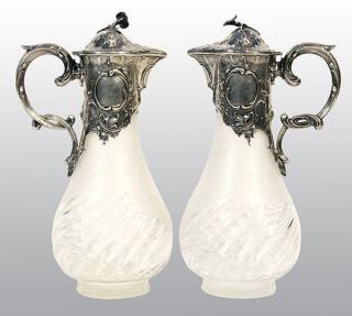 Appraisal: German silver mounted Renaissance Revival ewers by Wilhem Binder Schw