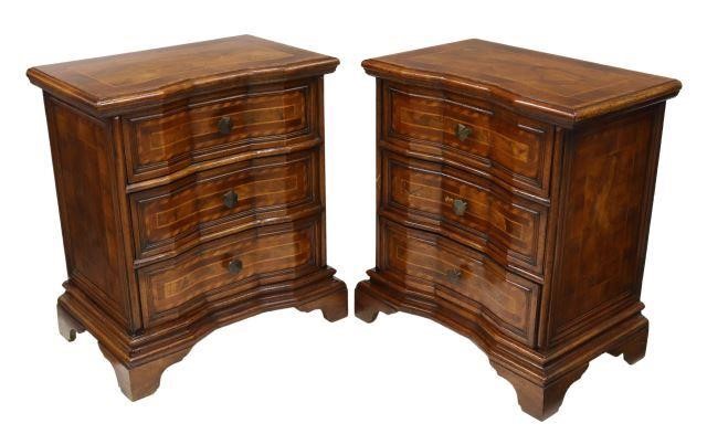 Appraisal: pair Italian bedside cabinets th c in a walnut finish